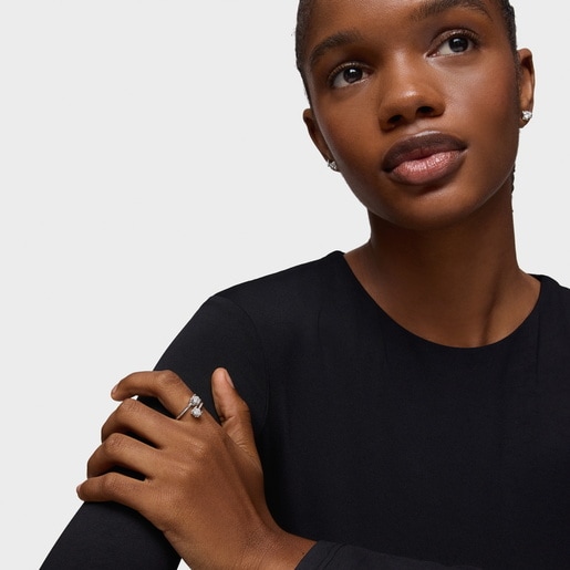 טבעת סוליטר מפלטינה בשילוב יהלומי מעבדה 0.50 קראט TOUS Sweet Diamonds LGD