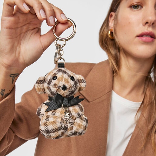 Коричневый брелок для ключей Teddy Bear Square