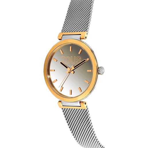 Zegarek analogowy ze stalową bransoletką i aluminiową kopertą w złotym kolorze IPG TOUS S-Mesh Mirror