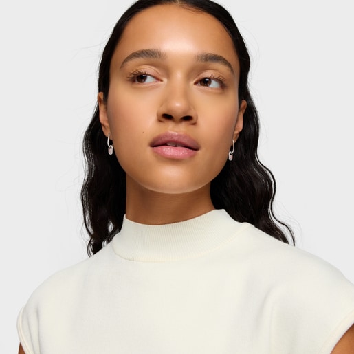 Aretes aro de plata y cuarzo Camille