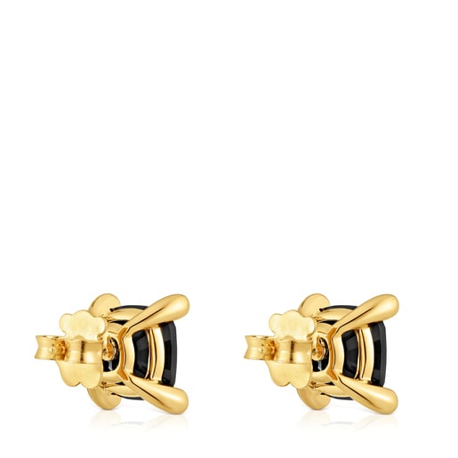 18kt gold plating over silver and onyx Earrings Color Black