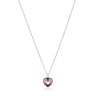 Bickie purple IP steel triple heart silver necklace