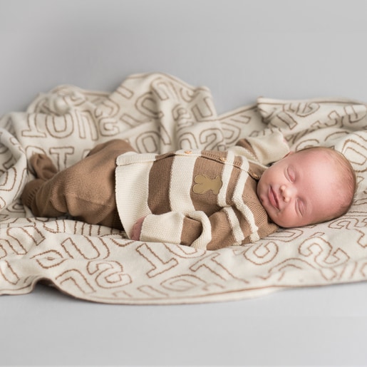 Conjunto de punto de bebé Tricot a rayas azul