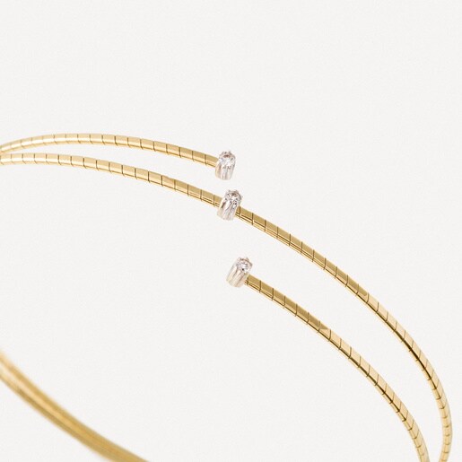 Pulsera espiral de oro con tres diamantes TOUS ATELIER