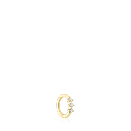 Small gold Strip hoop earring with diamonds Les Classiques