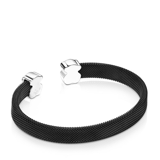 Black IP Steel Mesh Color Bracelet with Onyx