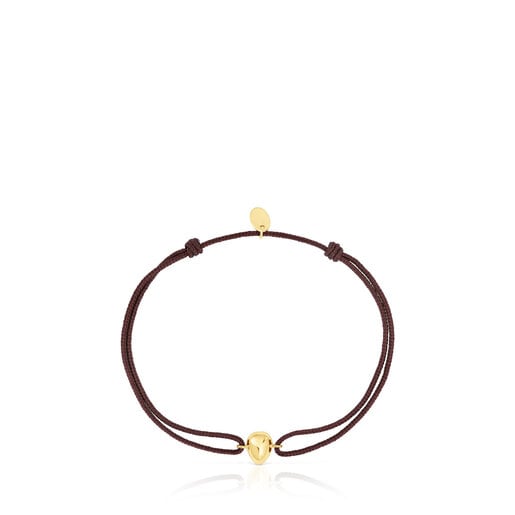 Bracelet larme en or et cordon marron TOUS Balloon