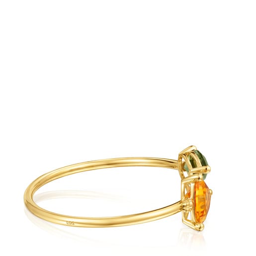 Bangle in 18kt gold plating over silver and laboratory-grown citrine and green spinel TOUS Color Lab