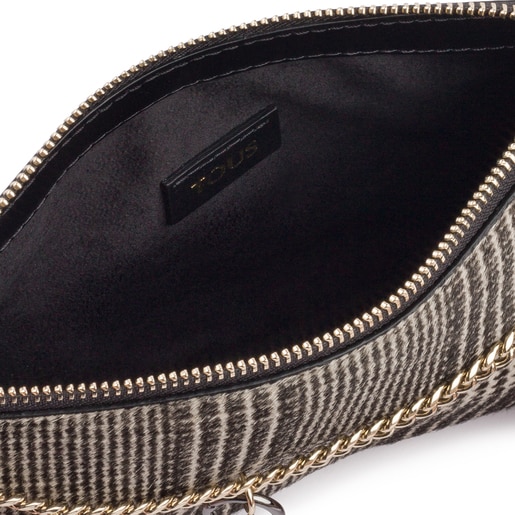 Bandolera New Liz Pendants Wild blanco-negro de piel