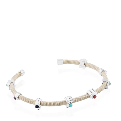 Pulsera de plata con gemas y cerámica Super Power