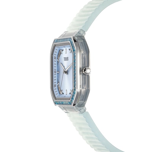 Nebesky modré Analogové hodinky z oceli se zirkoniemi Gleam Fresh