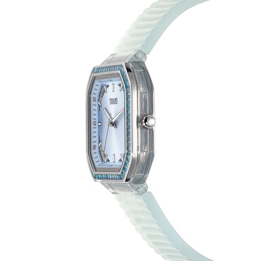 Sky-blue-colored steel Analogue watch with zirconias Gleam Fresh