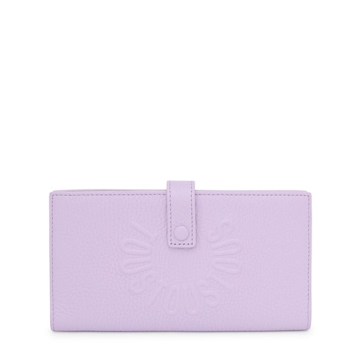 Large lilac-colored leather Flap Wallet TOUS Miranda