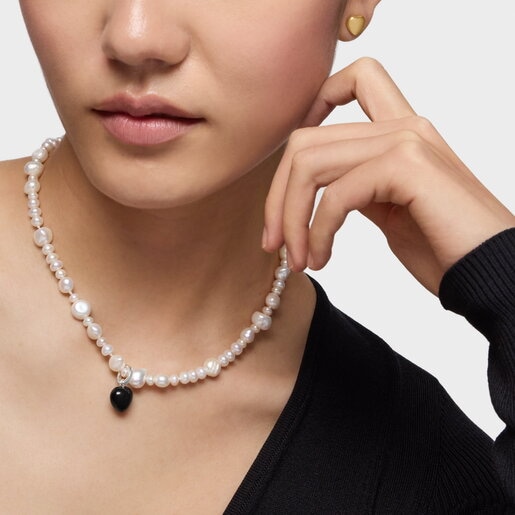 Colgante de plata y ónix TOUS Flechazo