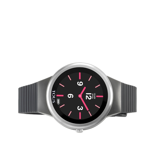 Reloj Rond Connect de acero con correa de silicona gris