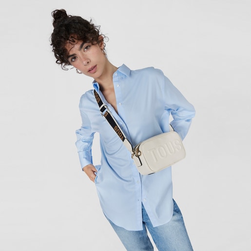 תיק צד TOUS La Rue בסגנון כתבים בצבע שנהב