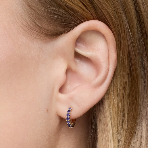 Gold Hoop earrings with iolites Daisy