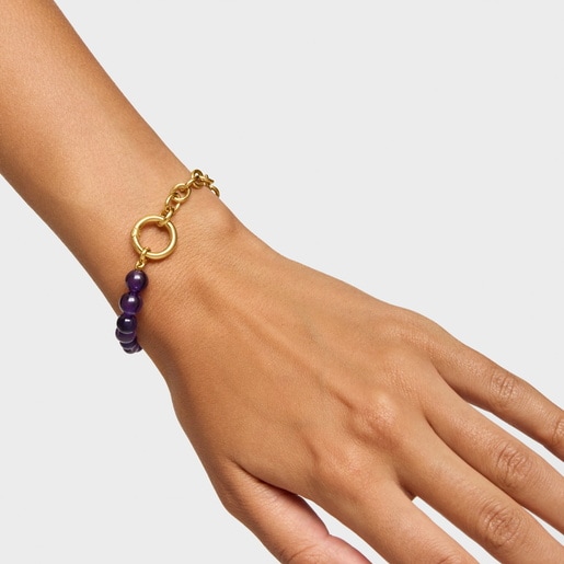 Pulsera con baño de oro de 18 kt sobre plata y amatista Hold