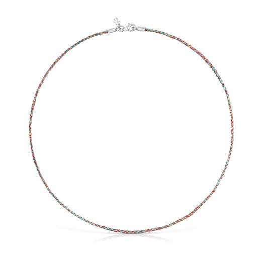 Collana in filo intrecciato multicolore con chiusura in argento Effecttous