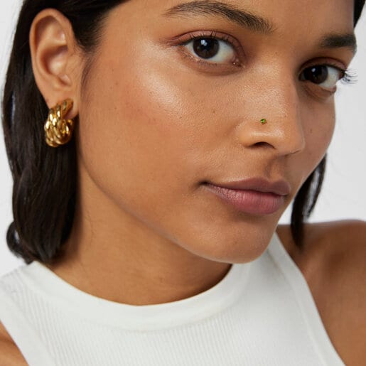 נזם לאף TOUS Beach מפלדה בצבע זהב בשילוב כרום דיופסיד