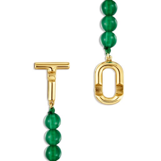 TOUS MANIFESTO Necklace with 18kt gold plating over silver with trated chalcedony