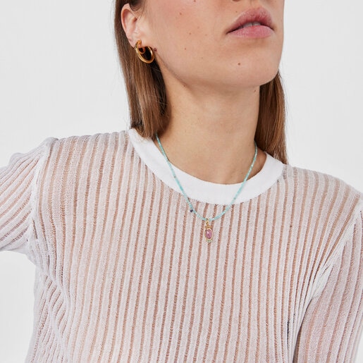 ペンダント  Fragile Nature  ロードナイト  　イエローゴールドコーティング　　