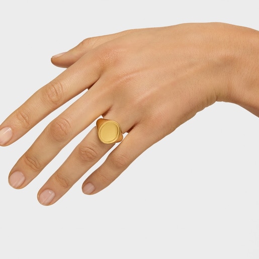 16 mm 18kt gold plating over silver Signet ring TOUS Basics