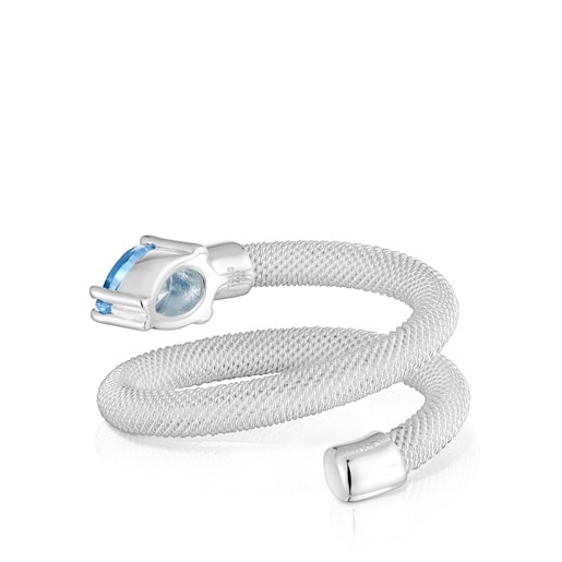 Anillo espiral de plata y espinela creada en laboratorio TOUS Mesh LGG