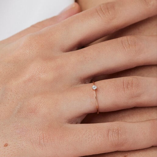 Anillo de oro rosa con diamante TOUS Brillants