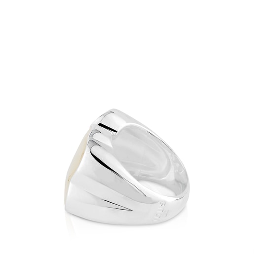 Silver TOUS Color Ring with faceted mother-of-pearl