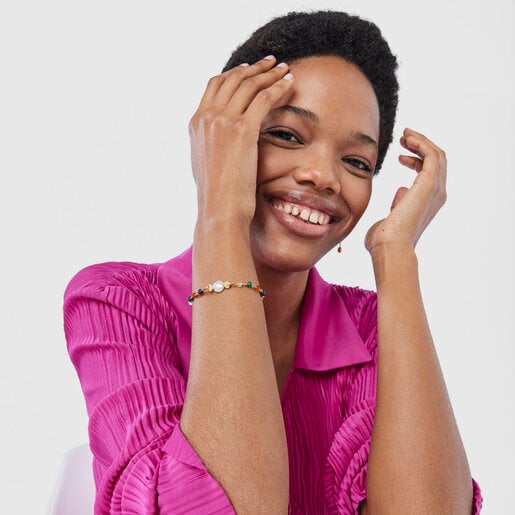 Браслет Oceaan Color из вермеля с жемчугом и драгоценными камнями