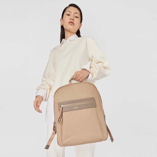 Taupe colored Canvas Brunock Chain Backpack 