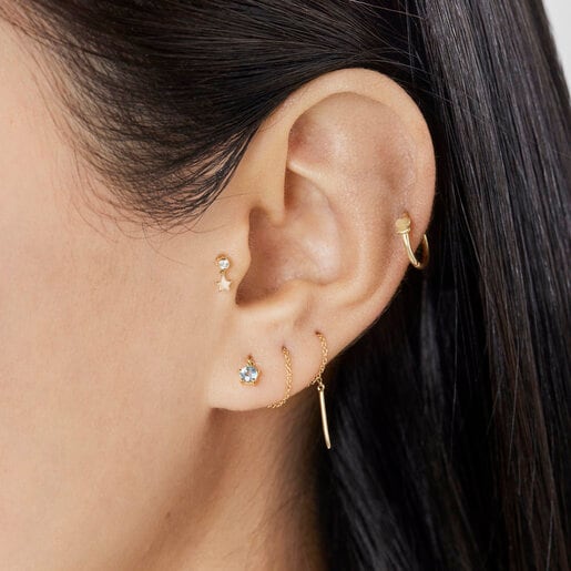 Gold Ear piercing with topaz and star motif Cool Joy | TOUS