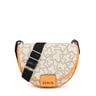 Medium beige and mustard-colored Amaya Kaos Icon Crossbody bag