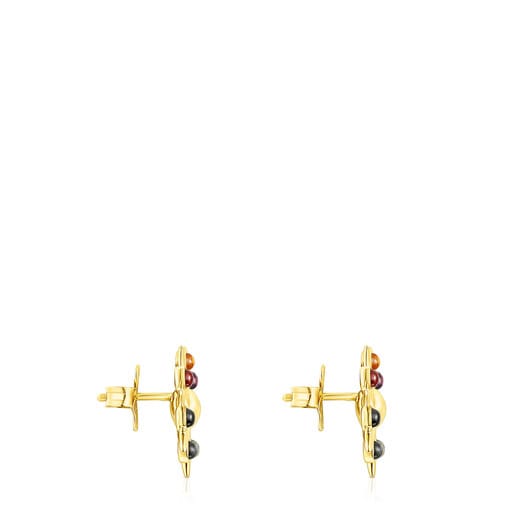 Aretes sol con baño de oro 18 kt sobre plata y gemas Magic Nature