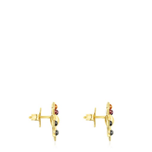 Silver vermeil Magic Nature sun Earrings with gemstones | TOUS