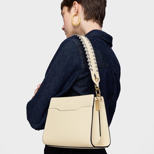Shopper pequeño beige Audree Saffiano
