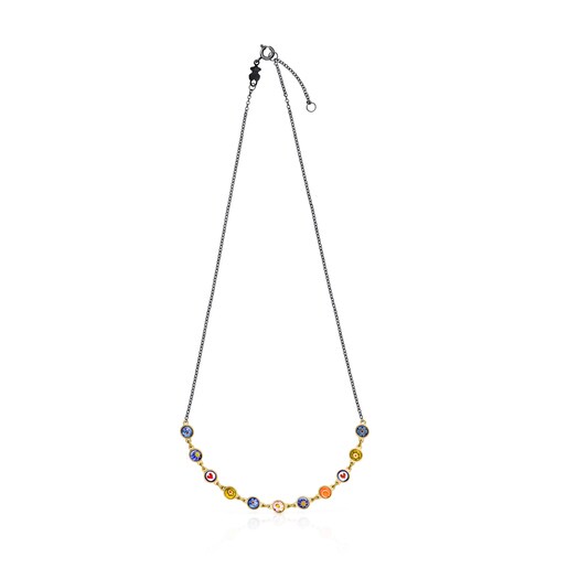 Minifiore Necklace in Silver Vermeil, Dark Silver and Murano Glass