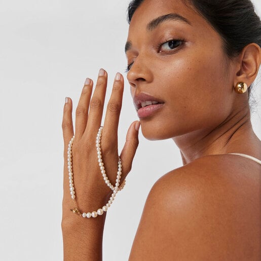 Cultured pearl Lure Necklace with silver vermeil