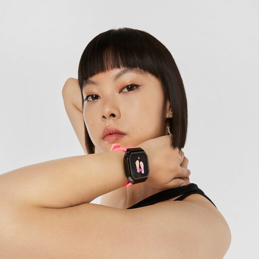 Montre smartwatch B-Connect avec bracelet en silicone fuchsia