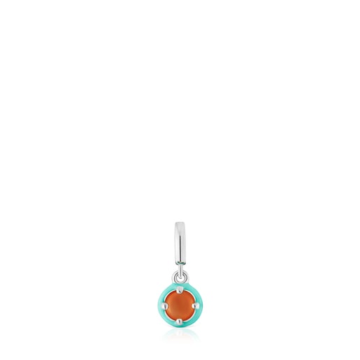 Pendentif TOUS Vibrant Colors en argent, cornaline et émail bleu