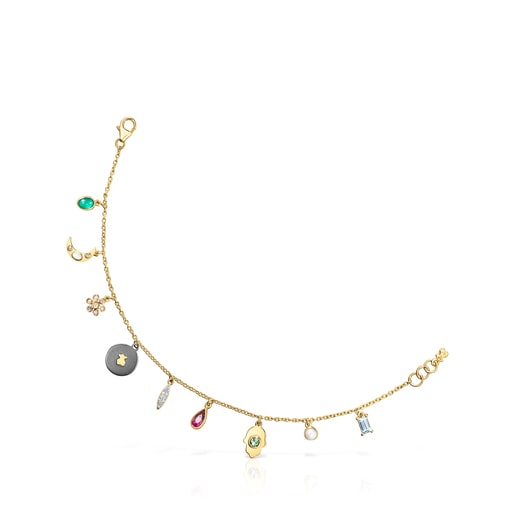 Pulsera de oro con gemas y diamantes Gem Power