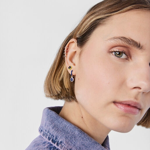 Silver TOUS Vibrant Colors Hoop earring with sodalite and enamel