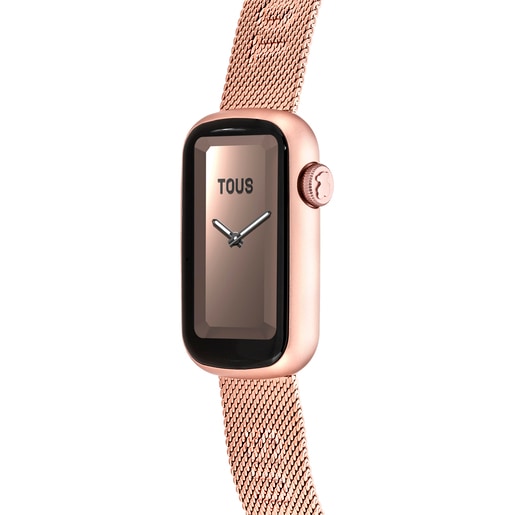 TOUS T-Band Mesh smartwatch with rose-colored IPRG steel bracelet and aluminum case in rose-colored IPRG