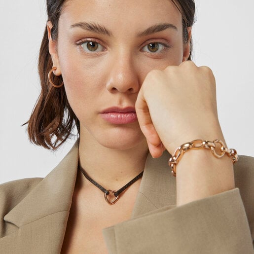 Сет Hold: браслет и колье Hold из розового вермеля и кожи