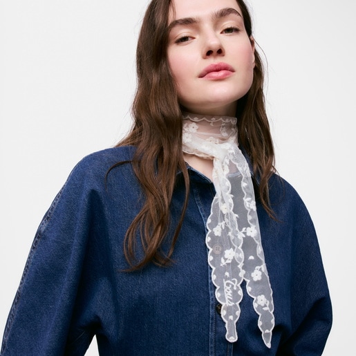 Pañuelo bordado beige TOUS Daisy