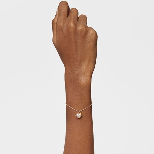 18kt gold-plated silver heart Chain bracelet with rhodolite Lligat