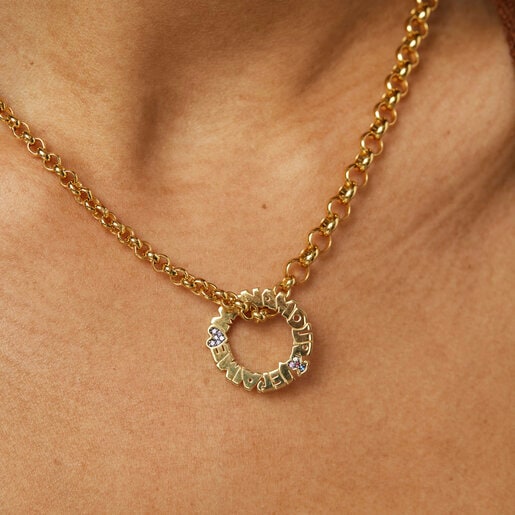 תליון TOUS Crossword Mon Amour Je T’Aime מוורמיל כסף עם אבני חן