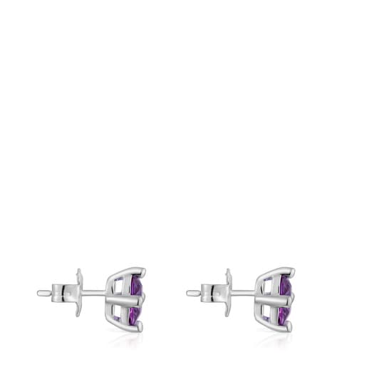 Silver earrings and 7 mm laboratory-grown lilac sapphire TOUS Color Lab