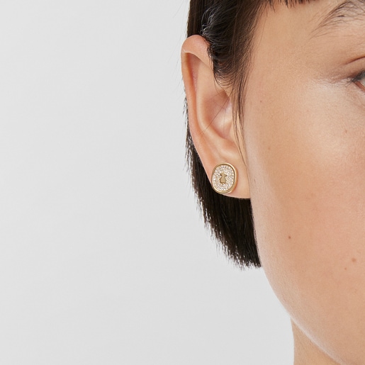 Gold Oursin Earrings with 0.42ct diamonds
